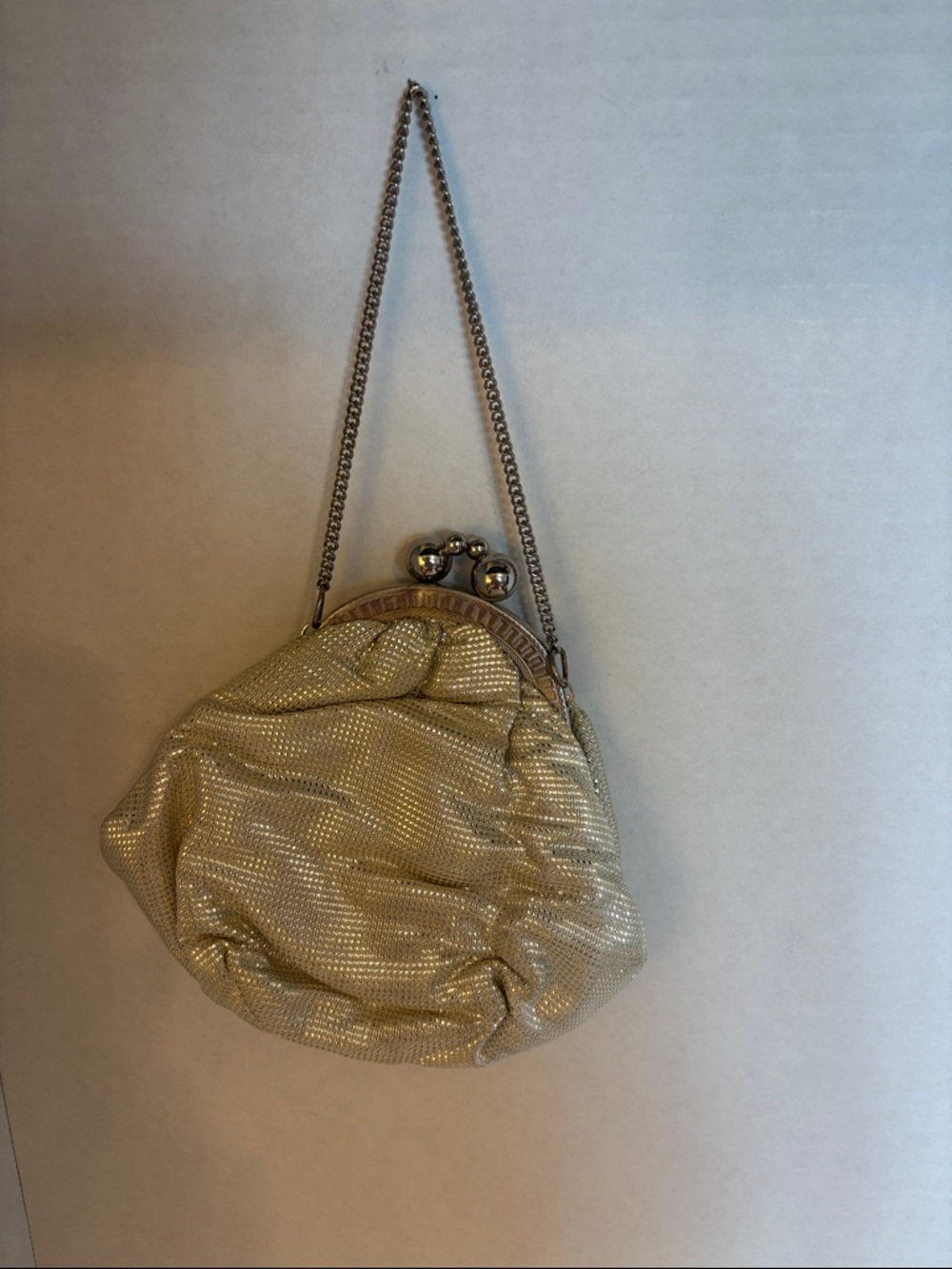Gold Evening Mesh Kiss-Lock Shoulder Bag